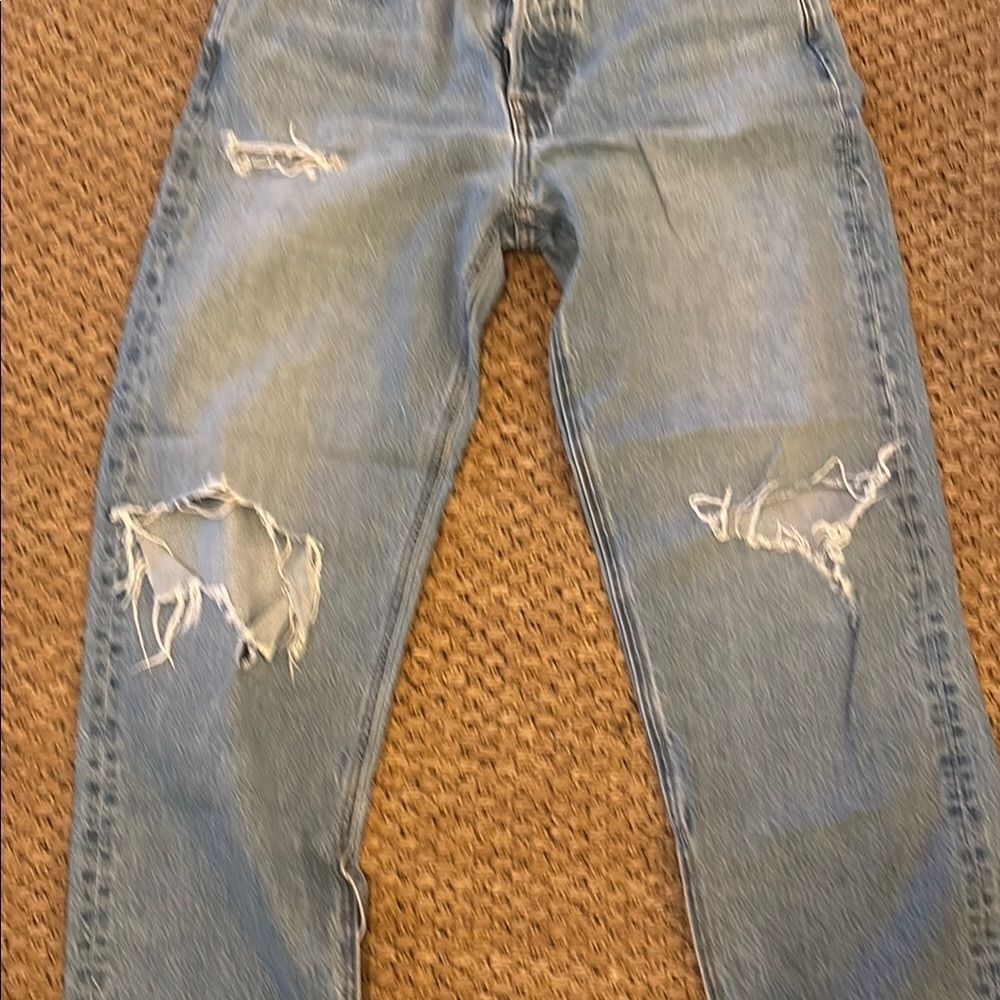 GRLFRND Blue Relaxed Fit Jeans with Distressed Details - Picture 4 of 12
